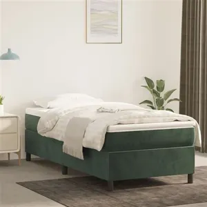 vidaXL Cadre de lit Vert foncé 90x200 cm Velours pas cher