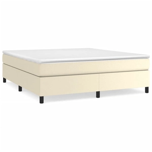 Sommier à ressorts de lit Crème 200x200 cm Similicuir Vidaxl Cream pas cher