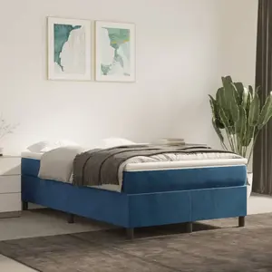 Sommier à lattes de lit Bleu foncé 120x200 cm Velours Vidaxl Bleu foncé pas cher