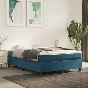 vidaXL Cadre de lit Bleu foncé 140x190 cm Velours pas cher