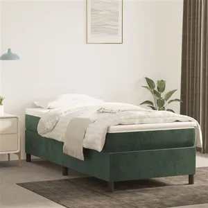 Sommier à ressorts de lit Vert foncé 90x190 cm Velours Vidaxl Dark green pas cher