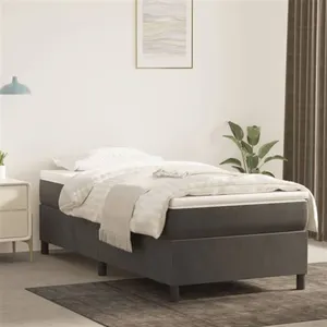 vidaXL Cadre de lit Gris foncé 90x200 cm Velours pas cher