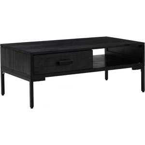 vidaXL Table basse Noir 90x50x35 cm Bois de pin massif