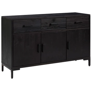 vidaXL Buffet Noir 110x35x70 cm Bois de pin massifVendu parfnac-be