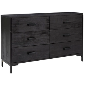 vidaXL Buffet Noir 110x35x70 cm Bois de pin massif pas cher