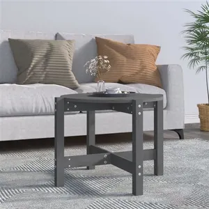 vidaXL Table basse Gris Ø 62,5x45 cm Bois massif de pin pas cher