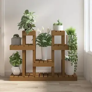 Comparateur de prix : vidaXL Support à plantes Marron miel 104,5x25x77,5 cm Bois massif pin