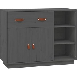 vidaXL Buffet Gris 98,5x40x75 cm Bois massif de pin pas cher