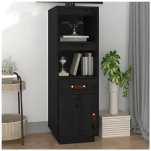 vidaXL Buffet haut Noir 34x40x108,5 cm Bois massif de pin pas cher