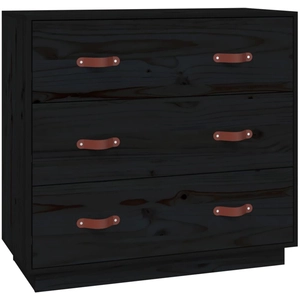 vidaXL Buffet Noir 80x40x75 cm Bois massif de pin pas cher