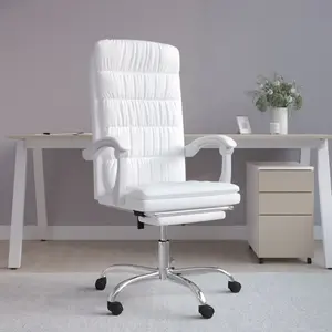 Non communiqué vidaXL Fauteuil inclinable de bureau Blanc Similicuir pas cher