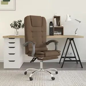 vidaXL Fauteuil de massage inclinable de bureau Marron Tissu pas cher