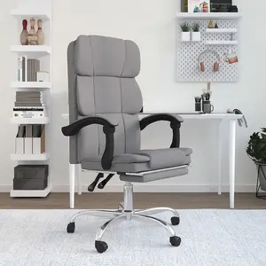 vidaXL Fauteuil inclinable de bureau Gris clair Tissu pas cher