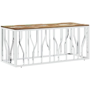 vidaXL Table basse argenté acier inoxydable/bois massif récupération pas cher