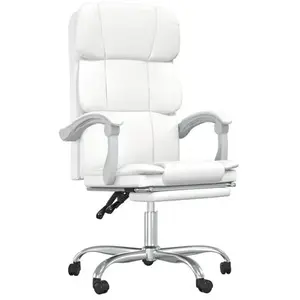 vidaXL Vidaxl Fauteuil Inclinable De Bureau Blanc Similicuir pas cher