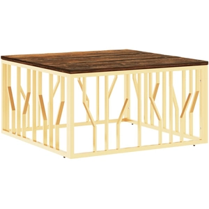 Comparateur de prix : vidaXL Table basse doré acier inoxydable et bois massif récupération