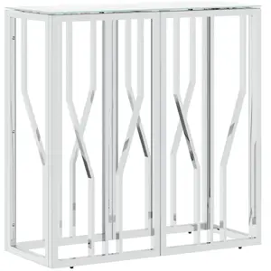 Comparateur de prix : vidaXL Table console argenté 70x30x70 cm acier inoxydable et verre