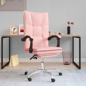 vidaXL Fauteuil inclinable de bureau Rose Similicuir pas cher