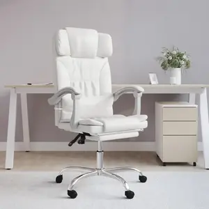vidaXL Fauteuil de massage inclinable de bureau Blanc Similicuir349748 pas cher