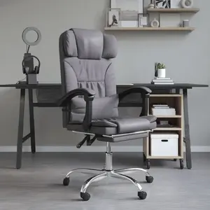 vidaXL Fauteuil de massage inclinable de bureau Gris Similicuir pas cher
