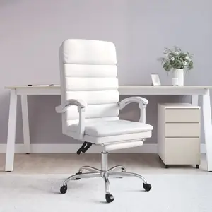 vidaXL Fauteuil de massage inclinable de bureau Blanc Similicuir349732 pas cher