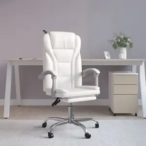 vidaXL Fauteuil inclinable de bureau Blanc Similicuir pas cher