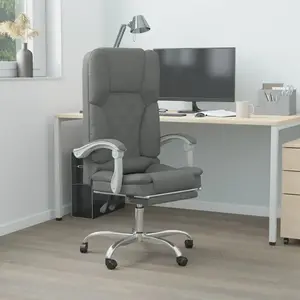 vidaXL Fauteuil de massage inclinable de bureau Gris foncé Tissu pas cher