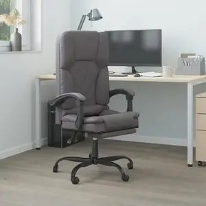 vidaXL Vidaxl Fauteuil De Massage Inclinable De Bureau Gris Similicuir pas cher