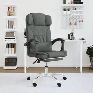 vidaXL Fauteuil de massage inclinable de bureau Gris foncé Tissu pas cher