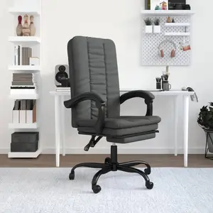 vidaXL Fauteuil inclinable de bureau Gris foncé Tissu pas cher