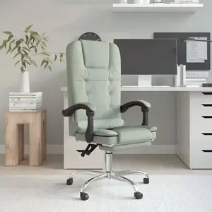 vidaXL Fauteuil de massage inclinable de bureau Gris clair Velours pas cher