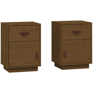 vidaXL Tables de chevet 2pcs Marron miel 40x34x55cm Bois de pin massif pas cher