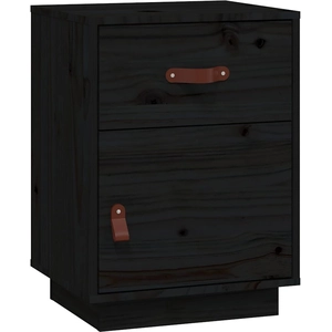 vidaXL Table de chevet Noir 40x34x55 cm Bois de pin solide pas cher
