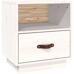 vidaXL Table de chevet Blanc 40x34x45 cm Bois de pin massif pas cher