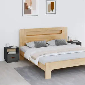 vidaXL Tables de chevet 2 pcs Gris 40x34x45 cm Bois de pin massif pas cher