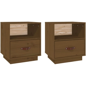 vidaXL Tables de chevet 2pcs Marron miel 40x34x45cm Bois de pin massif pas cher