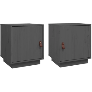 vidaXL Tables de chevet 2 pcs Gris 40x34x45 cm Bois de pin massif pas cher