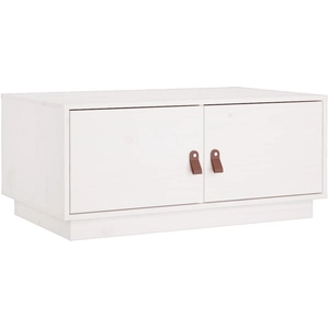 vidaXL Table basse Blanc 80x50x35 cm Bois massif de pin pas cher