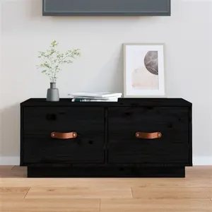 Comparateur de prix : vidaXL Meuble TV Noir 80x34x35 cm Bois de pin massif