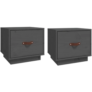 vidaXL Tables de chevet 2 pcs Gris 40x34x35 cm Bois de pin massif pas cher