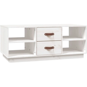 vidaXL Table basse Blanc 100x50x41 cm Bois massif de pin pas cher