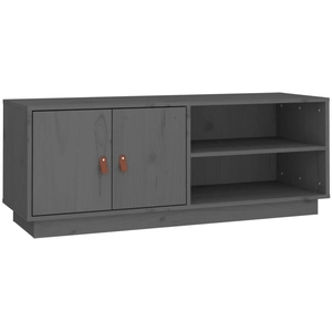 vidaXL Meuble TV Gris 105x34x40 cm Bois de pin massif pas cher