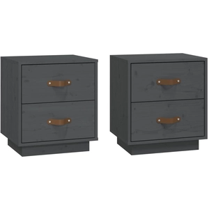 vidaXL Tables de chevet 2 pcs Gris 40x34x45 cm Bois de pin massif pas cher