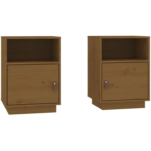 Comparateur de prix : vidaXL Tables de chevet 2pcs Marron miel 40x34x55cm Bois de pin massif