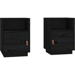vidaXL Tables de chevet 2 pcs Noir 40x34x55 cm Bois de pin massif pas cher