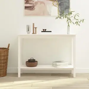 Comparateur de prix : vidaXL Table console Blanc 110x40x80 cm Bois massif de pin