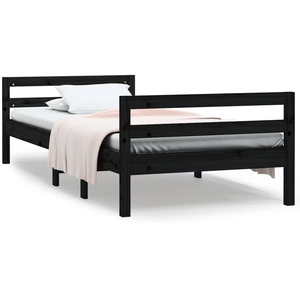 vidaXL Cadre de lit Noir 75x190 cm Bois de pin massif pas cher