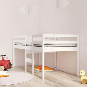 vidaXL Lit haut Blanc 90x190 cm Bois de pin massif pas cher