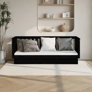 vidaXL Lit de jour Noir 90x190 cm Bois de pin massif pas cher