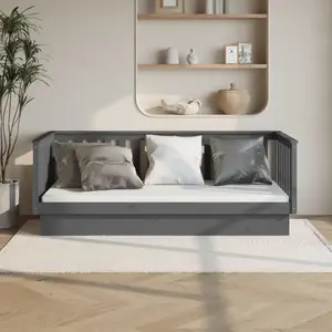 vidaXL Lit de jour Gris 80x200 cm Bois de pin massif pas cher